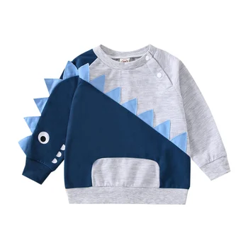 0-24 м, Рубашки для новорожденных девочек и мальчиков, топы с 3D динозавром, Весенне-осенняя одежда, повседневная одежда