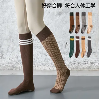 2023 Женские весенне-зимние носки для пилатеса, силиконовые противоскользящие носки для йоги, женские балетные танцевальные хлопковые спортивные носки для фитнеса для тренажерного зала