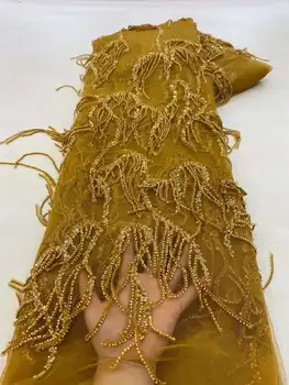 Высококачественная роскошная французская вышивка Из плотной кружевной ткани Жениха В Африканском Нигерийском стиле С блестками Для свадебного платья