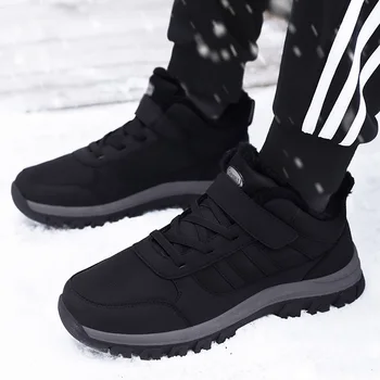 Зимние женские кроссовки на теплой меховой платформе, водонепроницаемые мужские кроссовки, уличная мужская спортивная обувь на шнуровке, зимние ботинки, мягкая ходьба