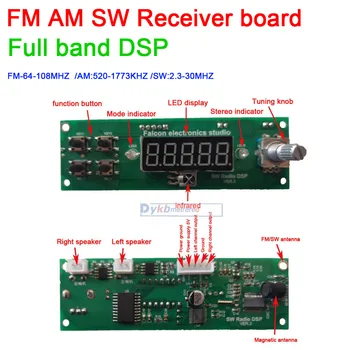 Плата DSP AM SW FM-радиоприемника, модуль светодиодной цифровой настройки, Коротковолновое полнодиапазонное FM-стерео радио + пульт дистанционного управления