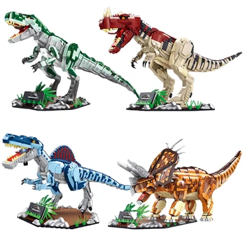 Строительные блоки Серии Динозавров Spinosaurus Triceratops Tyrannosaurus Ceratosaurus Bricks Для детей 9-14 Лет 2000 + ШТ Большая Модель