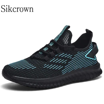 Черные кроссовки для бега по тропе, мужские кроссовки 48 размера, новая дышащая эластичная ткань, Мягкая удобная спортивная обувь, легкая